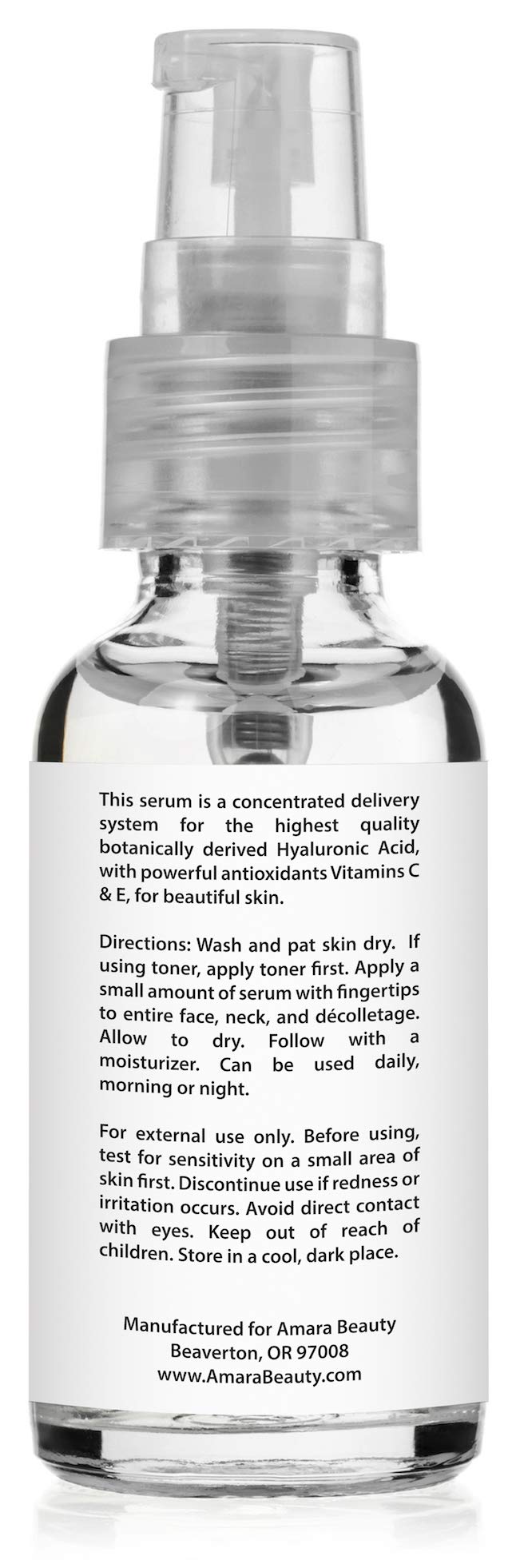 Amara Beauty Sérum hyaluronique – vitamine C et E et ingrédients premium pour éclat naturel.