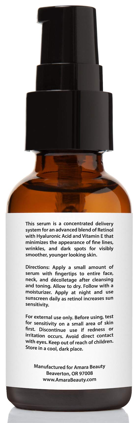 Texture légère et absorption rapide du sérum rétinol Amara sur le visage.