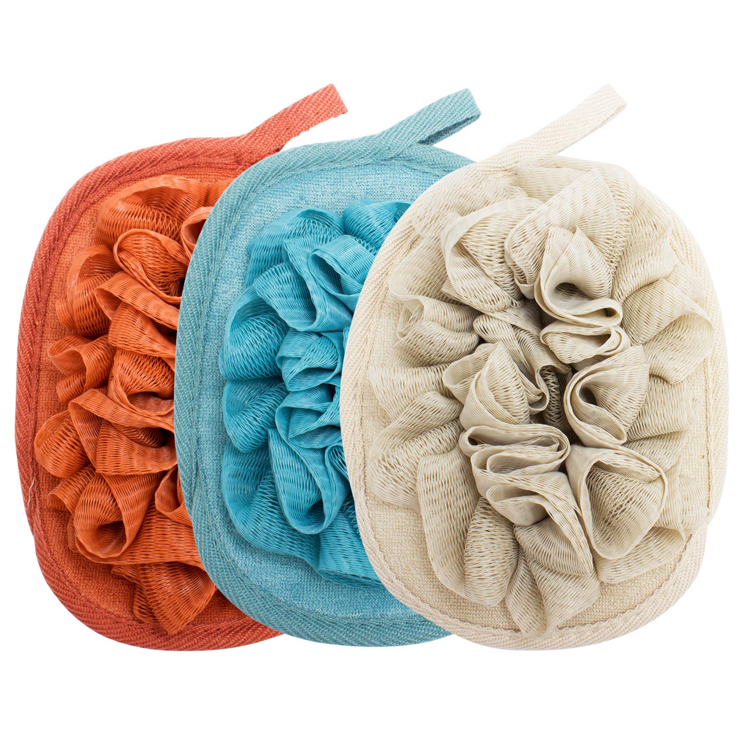 Amariver gant-douche-pouf-fleur : exfolie en douceur et mousse riche.