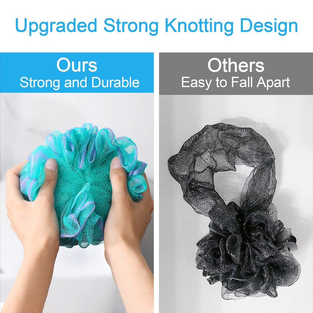AmazerBath Loofah: anneau de suspension pour un séchage et rangement faciles.