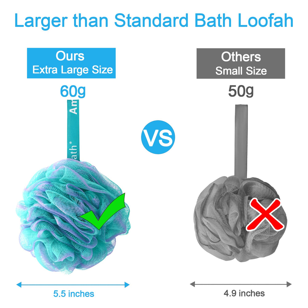 AmazerBath Loofah: couleurs vert et violet qui égayent la salle de bains.