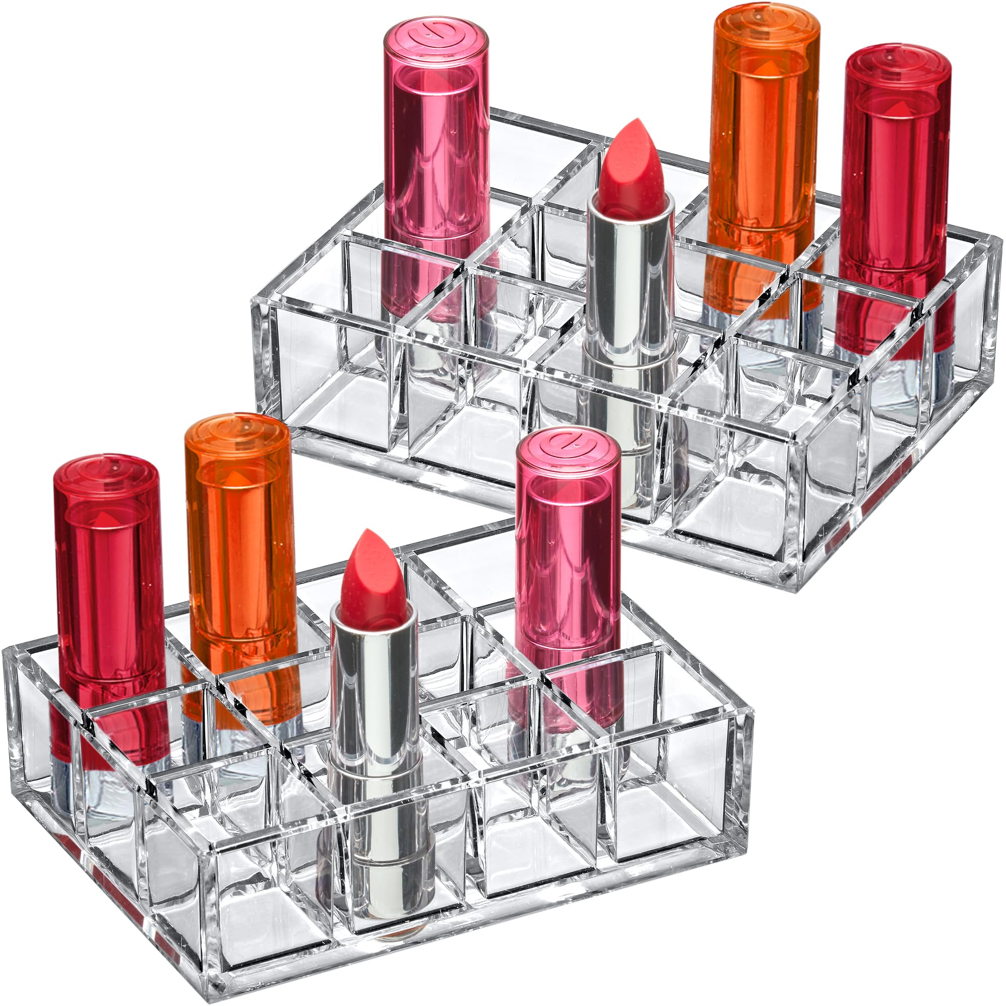 Amazing Abby Allure: organisateur acrylique 12 emplacements pour rouges à lèvres, rangement clair et pratique.