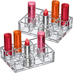 Amazing Abby Allure: organisateur acrylique 12 emplacements pour rouges à lèvres, rangement clair et pratique.