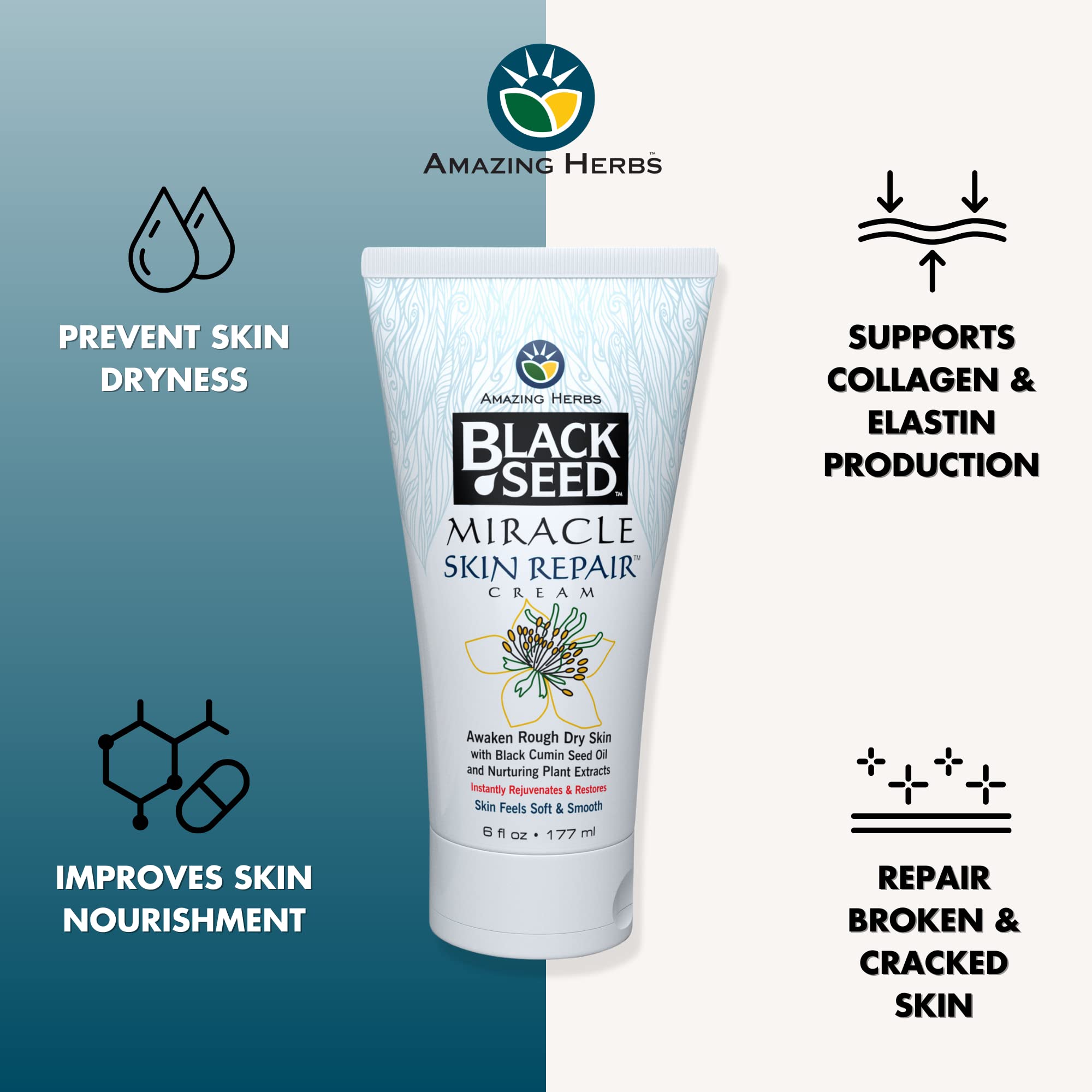 Crème Miracle Nigelle d’Amazing Herbs – texture onctueuse pour une application aisée.
