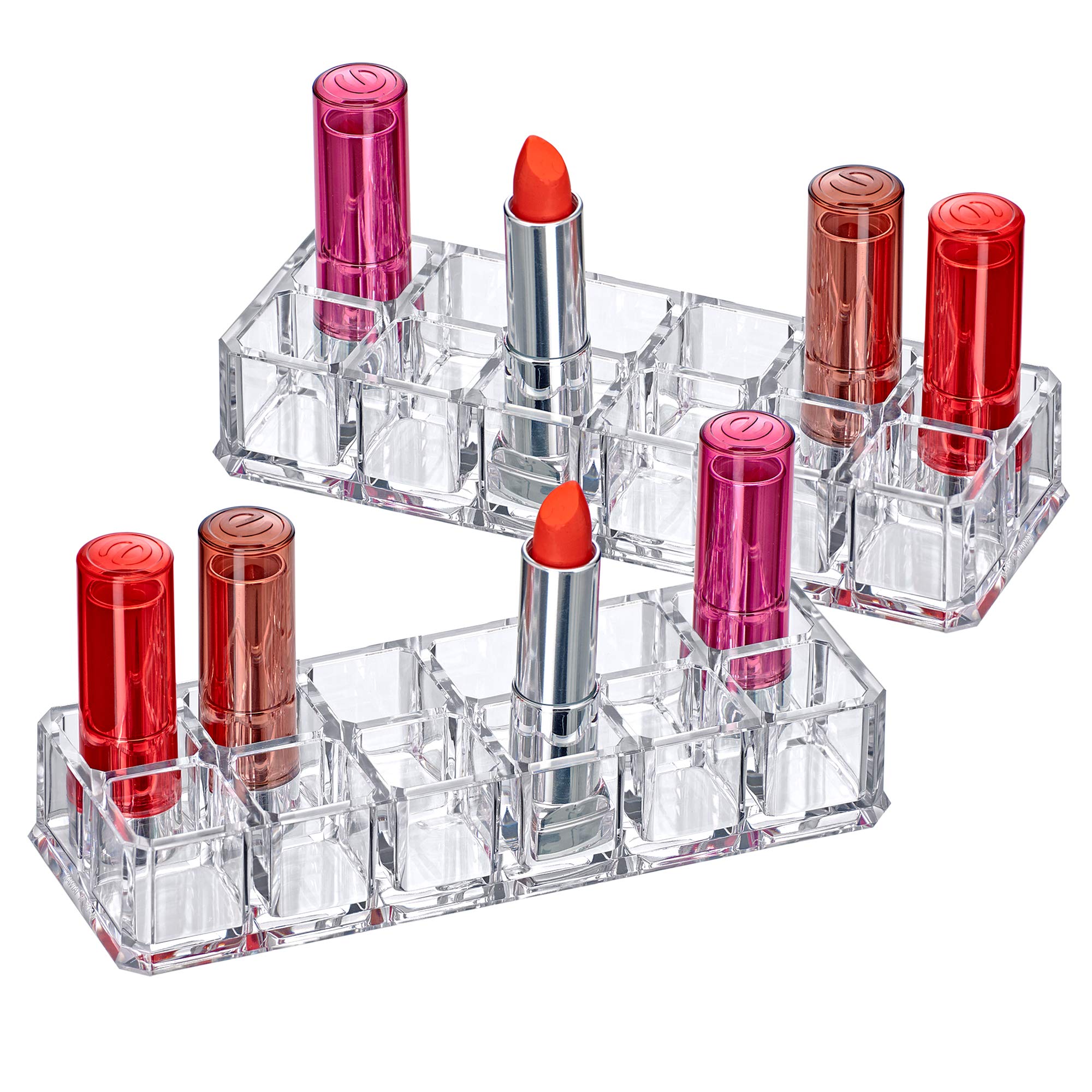 Amazing Abby Charm 12-emplacements: organisateur clair pour rouges à lèvres, rangement net.