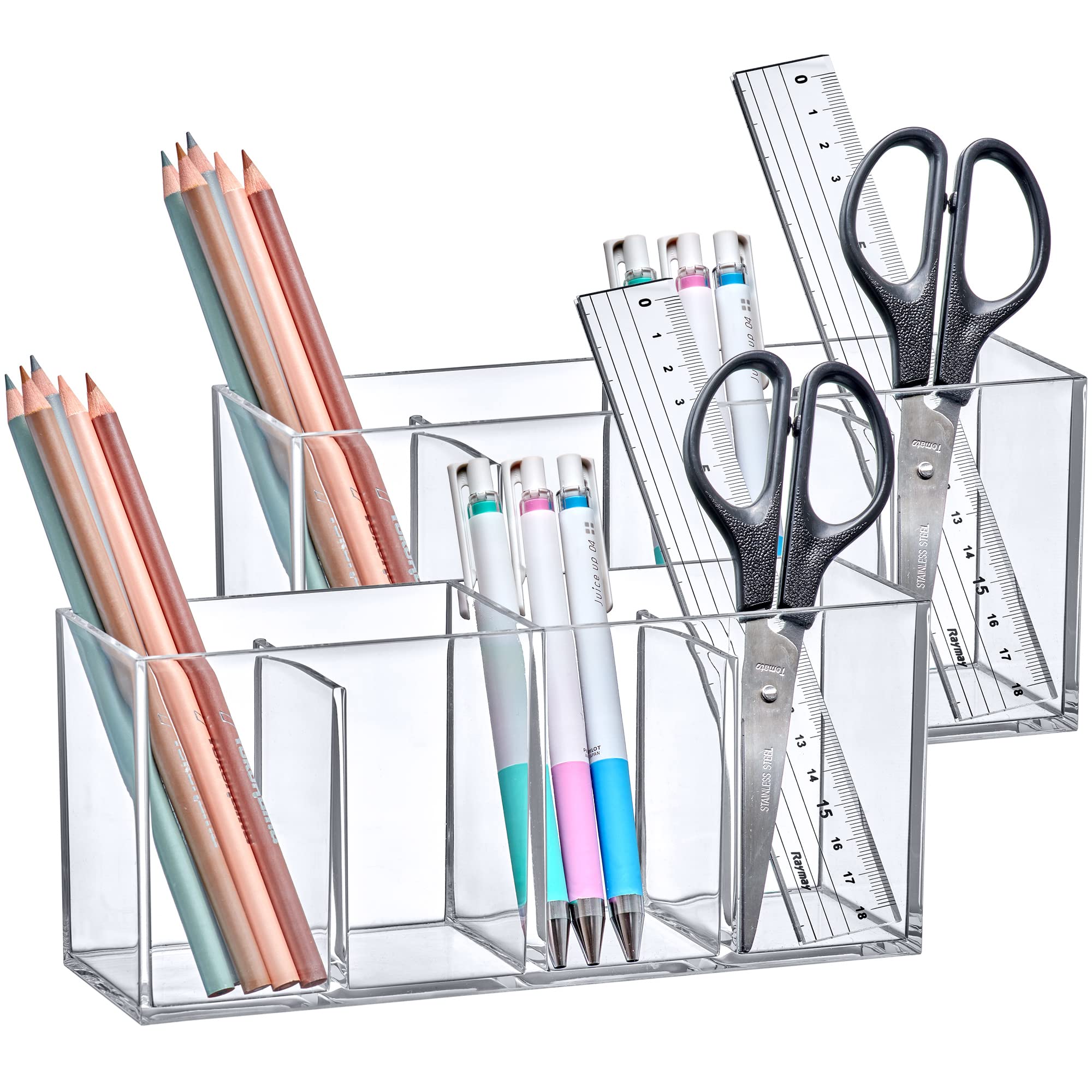 Amazing Abby Glamour: Organisateur maquillage en acrylique à 4 compartiments, rangement clair et pratique.