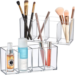 Amazing Abby Glamour: Support brosses maquillage transparent, organise pinceaux et crayons.