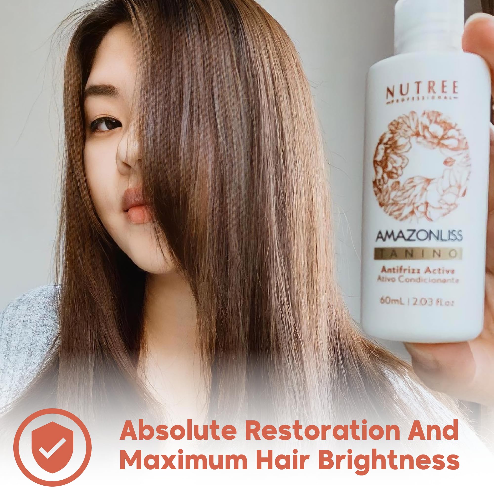 Application Tanino sur cheveux pour lisser et nourrir en profondeur.