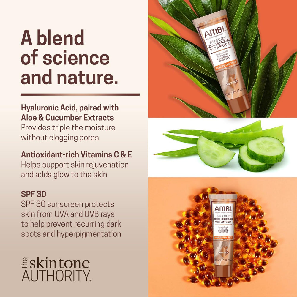 Ambi Even & Clear – SPF 30 sans résidu blanchâtre sur peau foncée