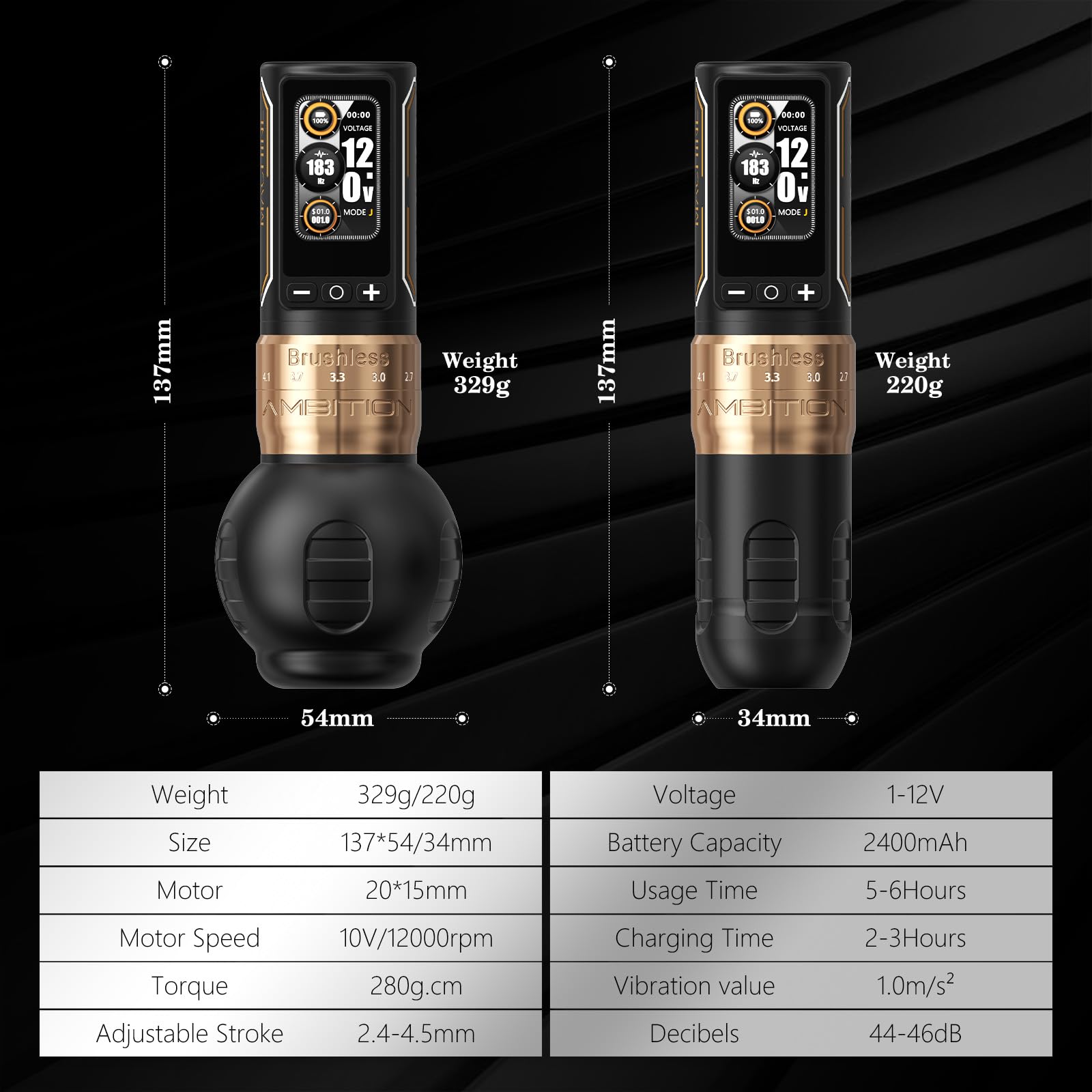 Ambition Ninja Max 280 – grip 34mm léger pour le confort.