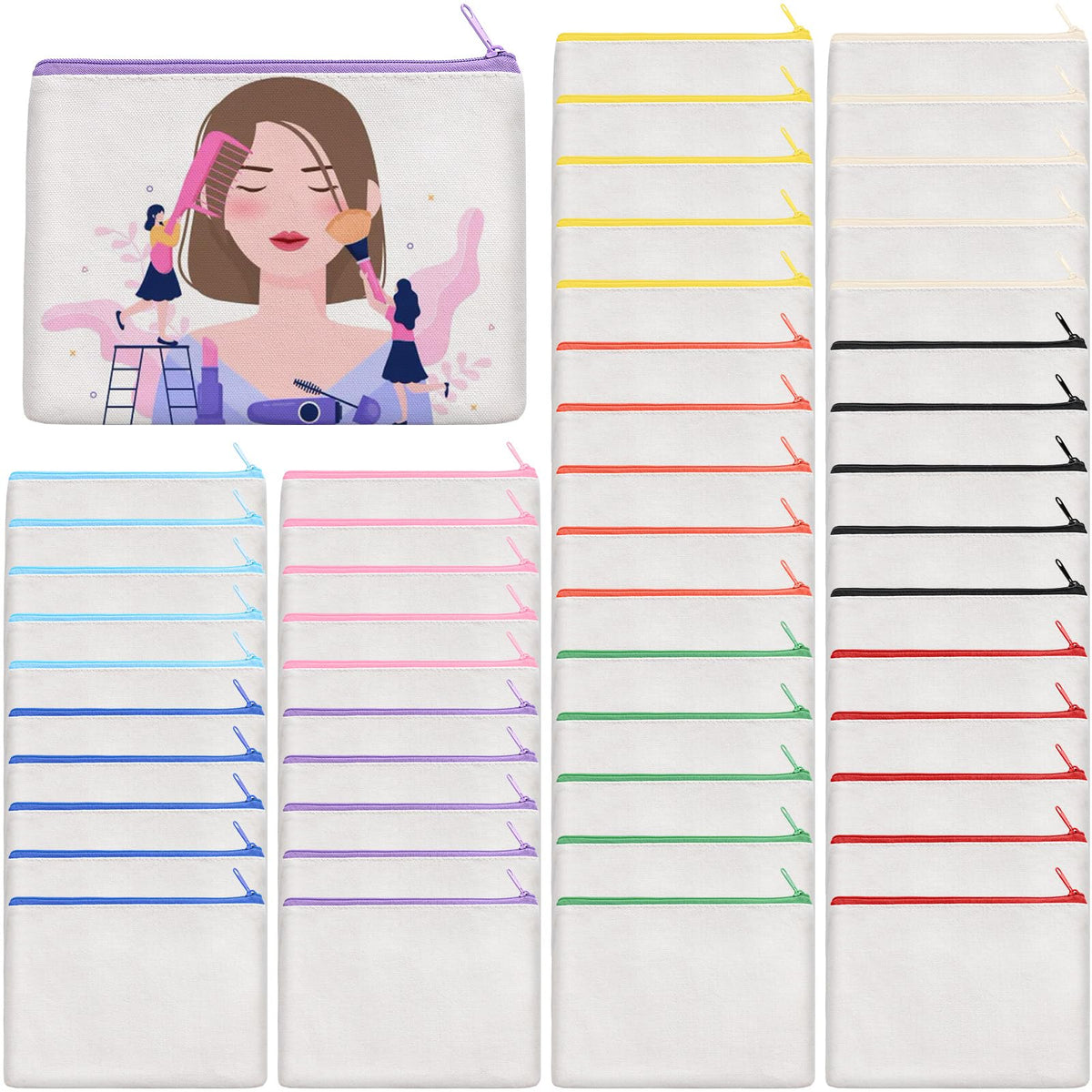 AMDAILY sac maquillage toile avec fermeture éclair colorée, pratique pour le rangement quotidien.