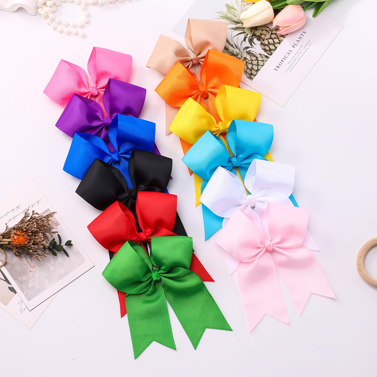 AMYDECOR Noeud pompon 5 pouces blanc, touche lumineuse pour chaque ensemble.