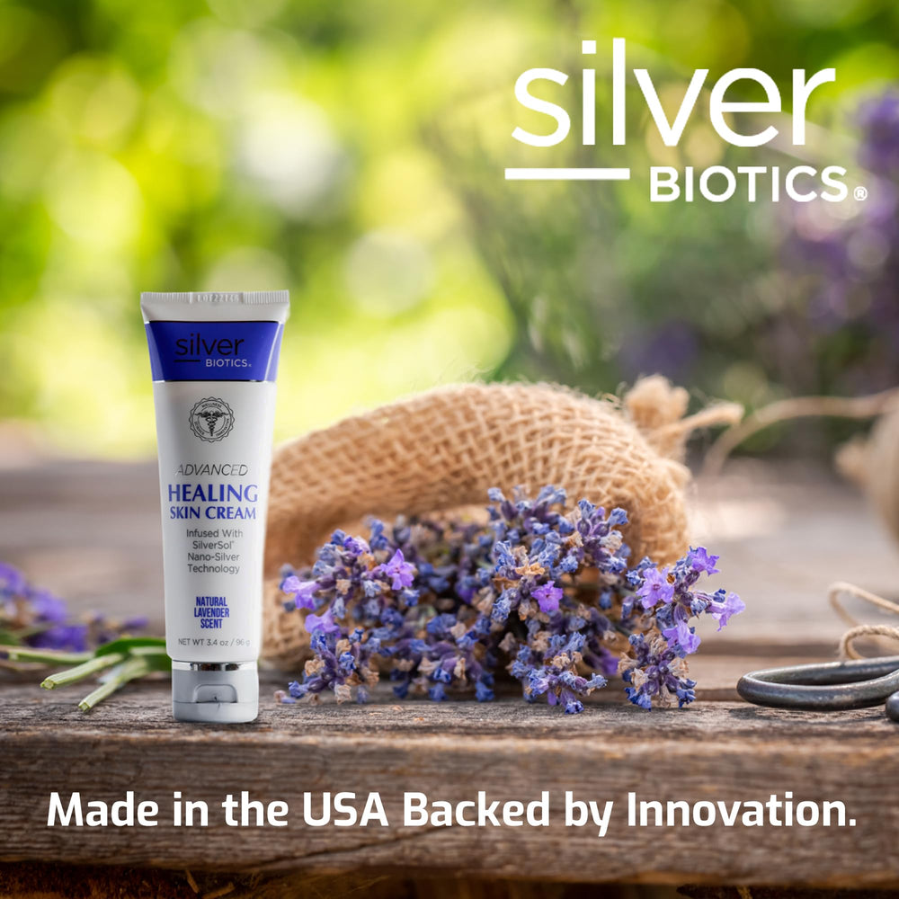 Peau lissée après l’application de Silver Biotics Lavande.