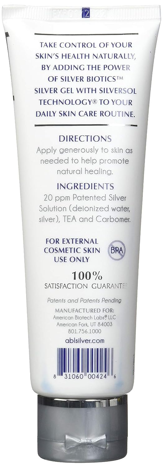 Gel Silver Biotics, texture non-grasse, absorption rapide pour la peau.