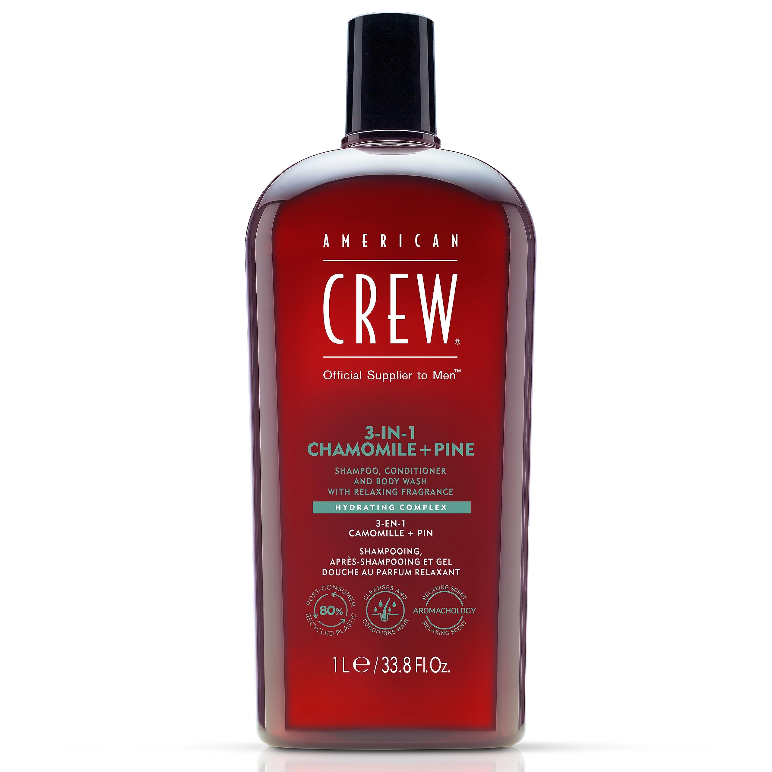 AMERICAN CREW 3-en-1 Camomille et Pin – bouteille visible, solution tout-en-un pratique