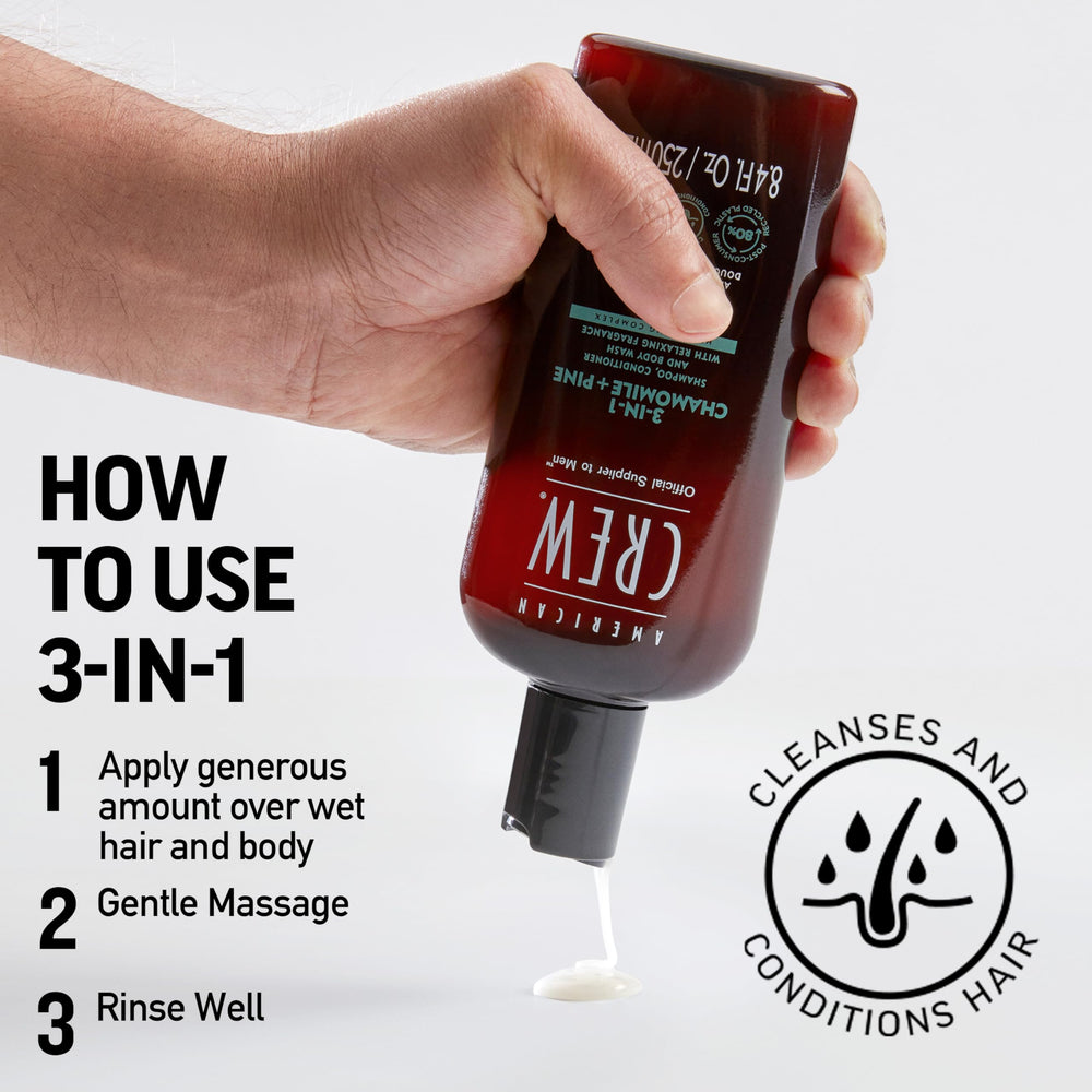 AMERICAN CREW 3-en-1 Camomille et Pin – parfum frais et relaxant pendant le rituel