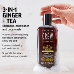 AMERICAN CREW 3-en-1 Gingembre-Arbre-à-thé : lavage express des cheveux lors d'une douche rapide.