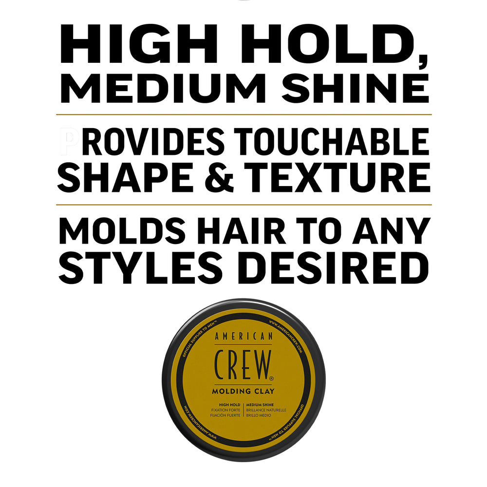 Fini brillant moyen sur les cheveux grâce à l'argile modelante American Crew.