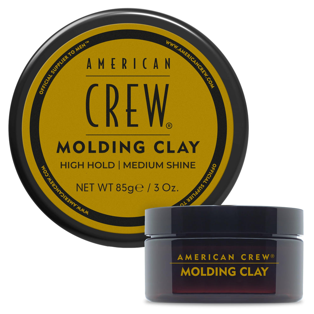 Argile modelante American Crew appliquée sur cheveux courts pour un coiffage précis.