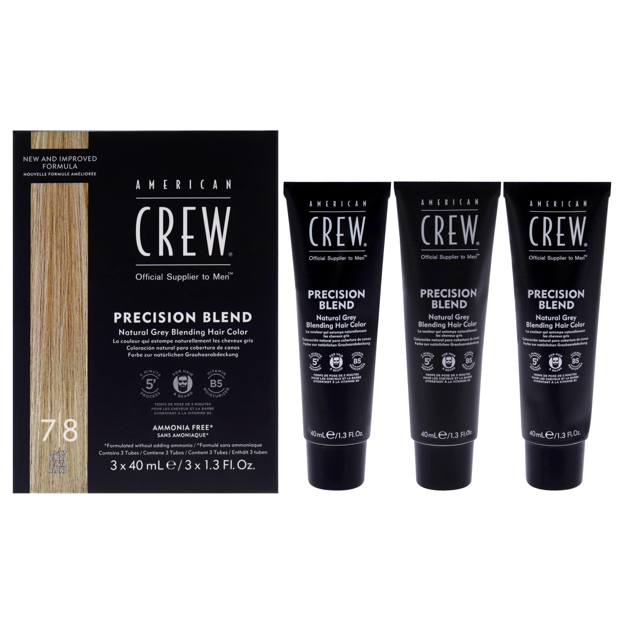 American Crew coloration temporaire pour cheveux gris clair, couverture naturelle rapide.