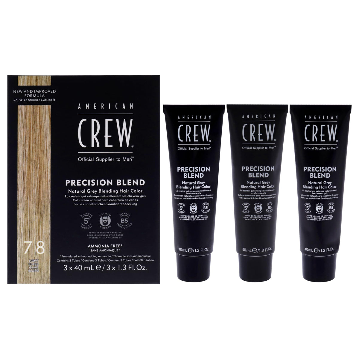 American Crew coloration temporaire pour cheveux gris clair, couverture naturelle rapide.