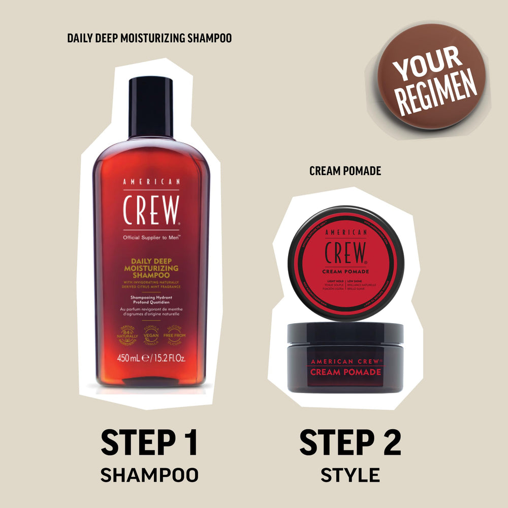 AMERICAN CREW Crème Pomade: usage facile sur cheveux secs ou légèrement essorés.