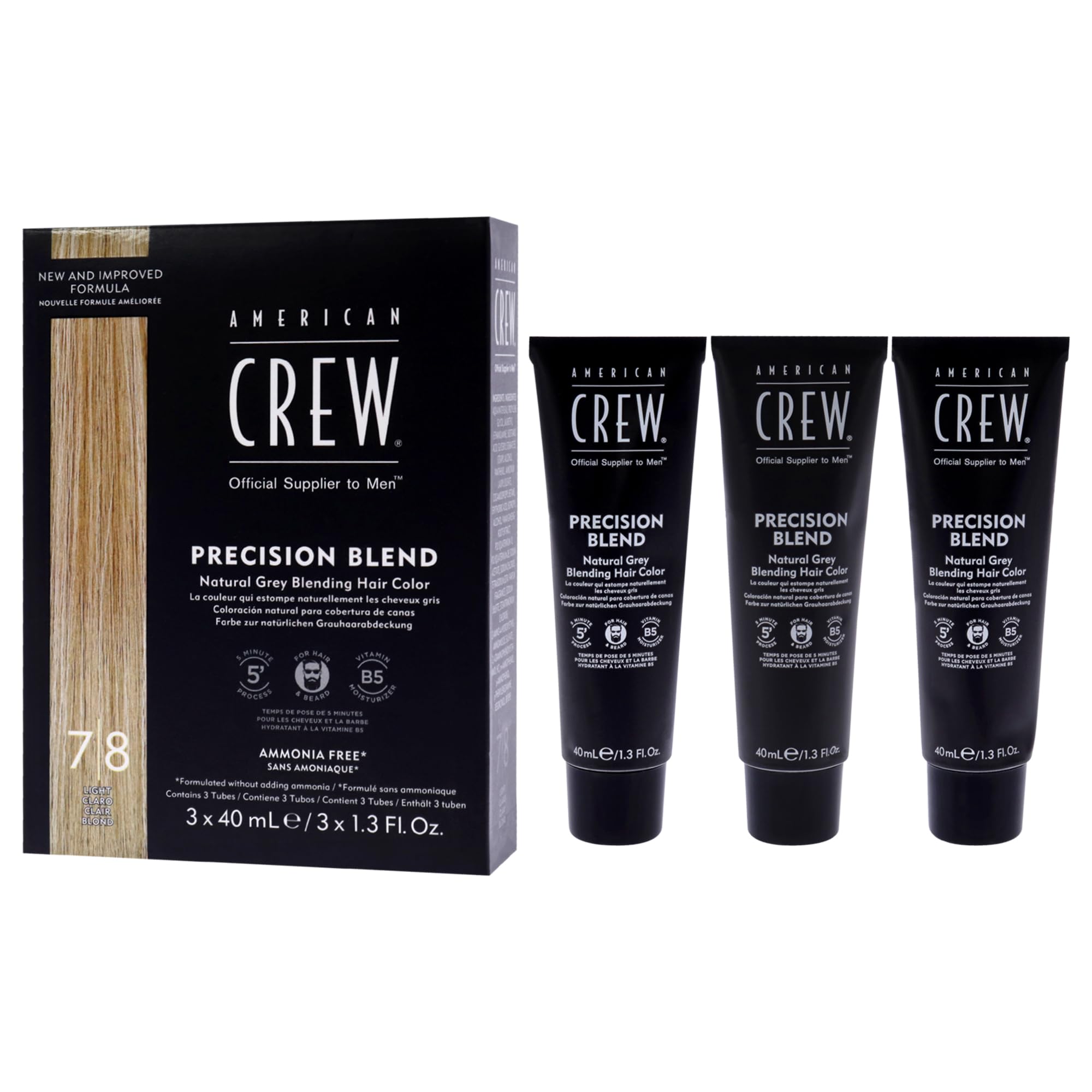 American Crew couleur temporaire couvre gris clair durable 4 à 6 semaines.