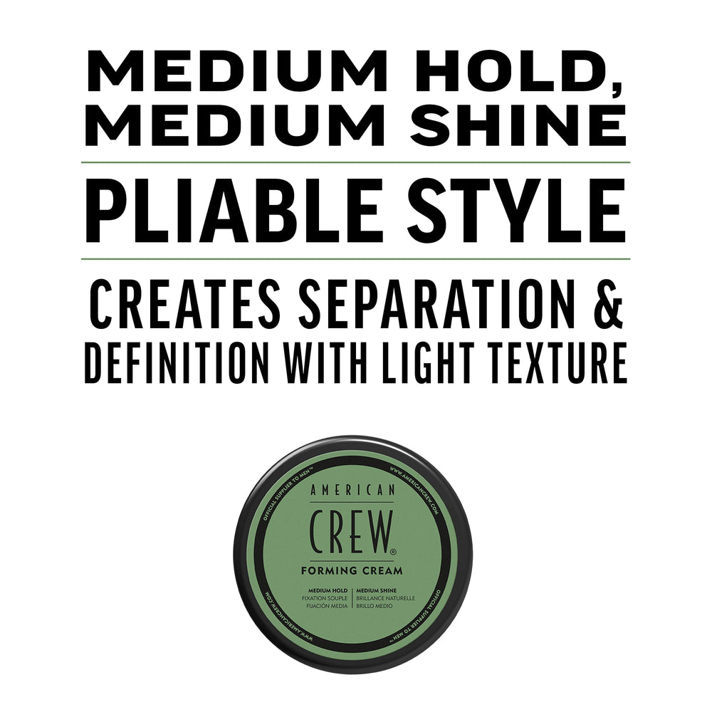 American Crew Forming Cream, bouteille 1.7oz: définition précise et volume maîtrisé en voyage.