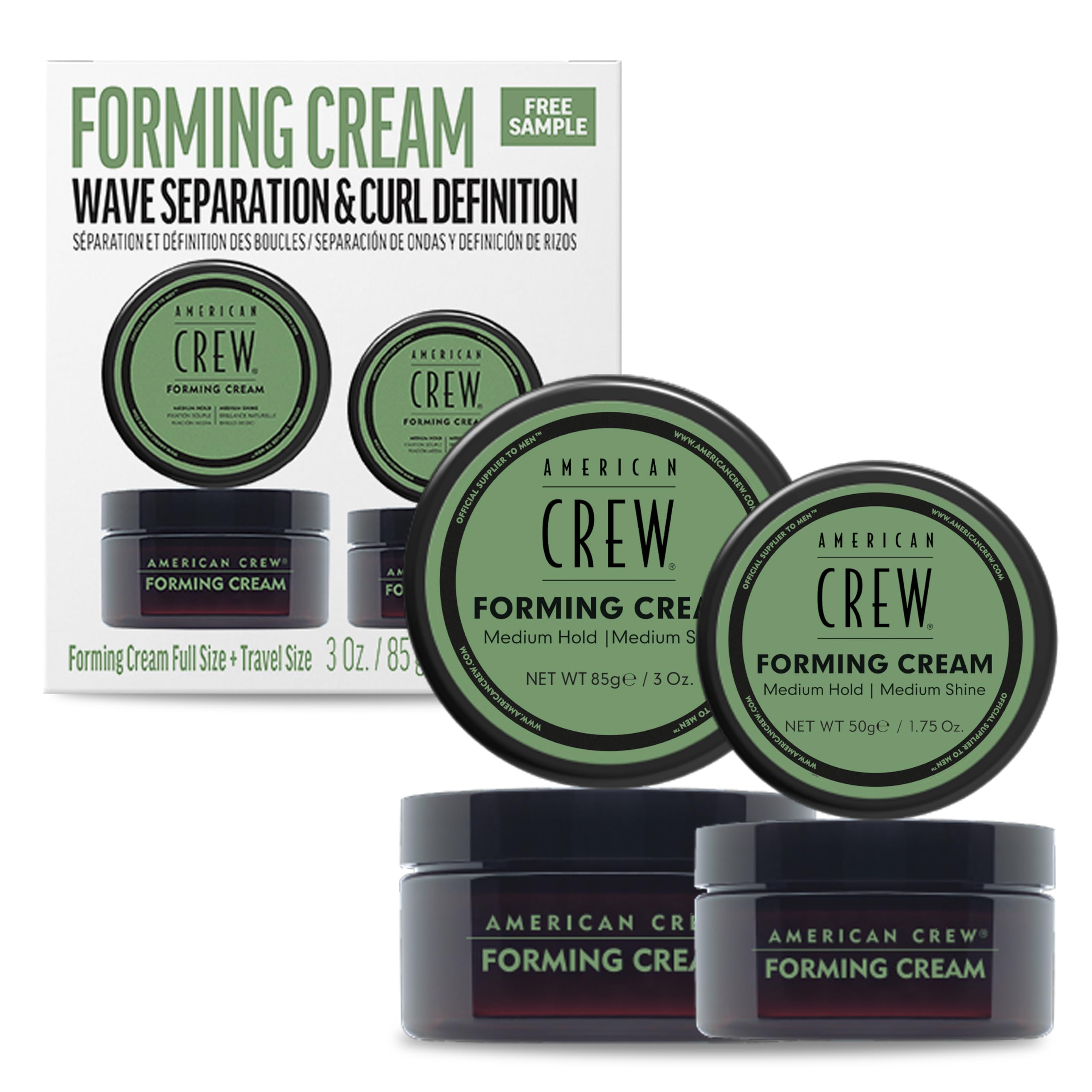 American Crew Forming Cream, bouteille 3oz: tenue moyenne et définition naturelle pour un style texturé.