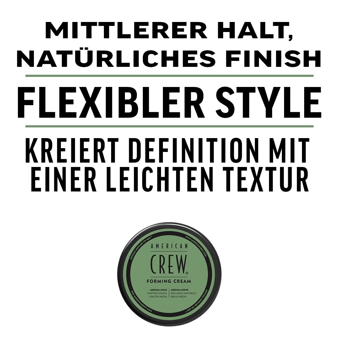 American Crew Forming Cream, cheveux stylés avec une finition moyenne et brillante.