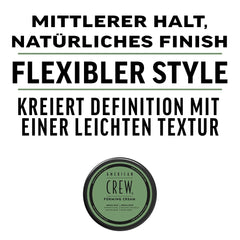 American Crew Forming Cream, cheveux stylés avec une finition moyenne et brillante.