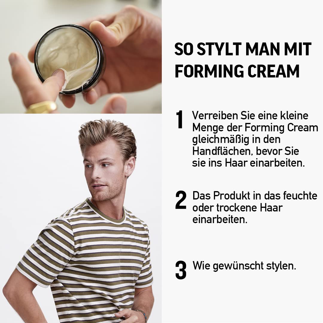 American Crew Forming Cream, texture crémeuse visible pour un style précis.