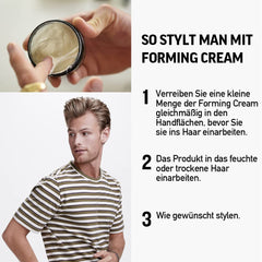 American Crew Forming Cream, texture crémeuse visible pour un style précis.