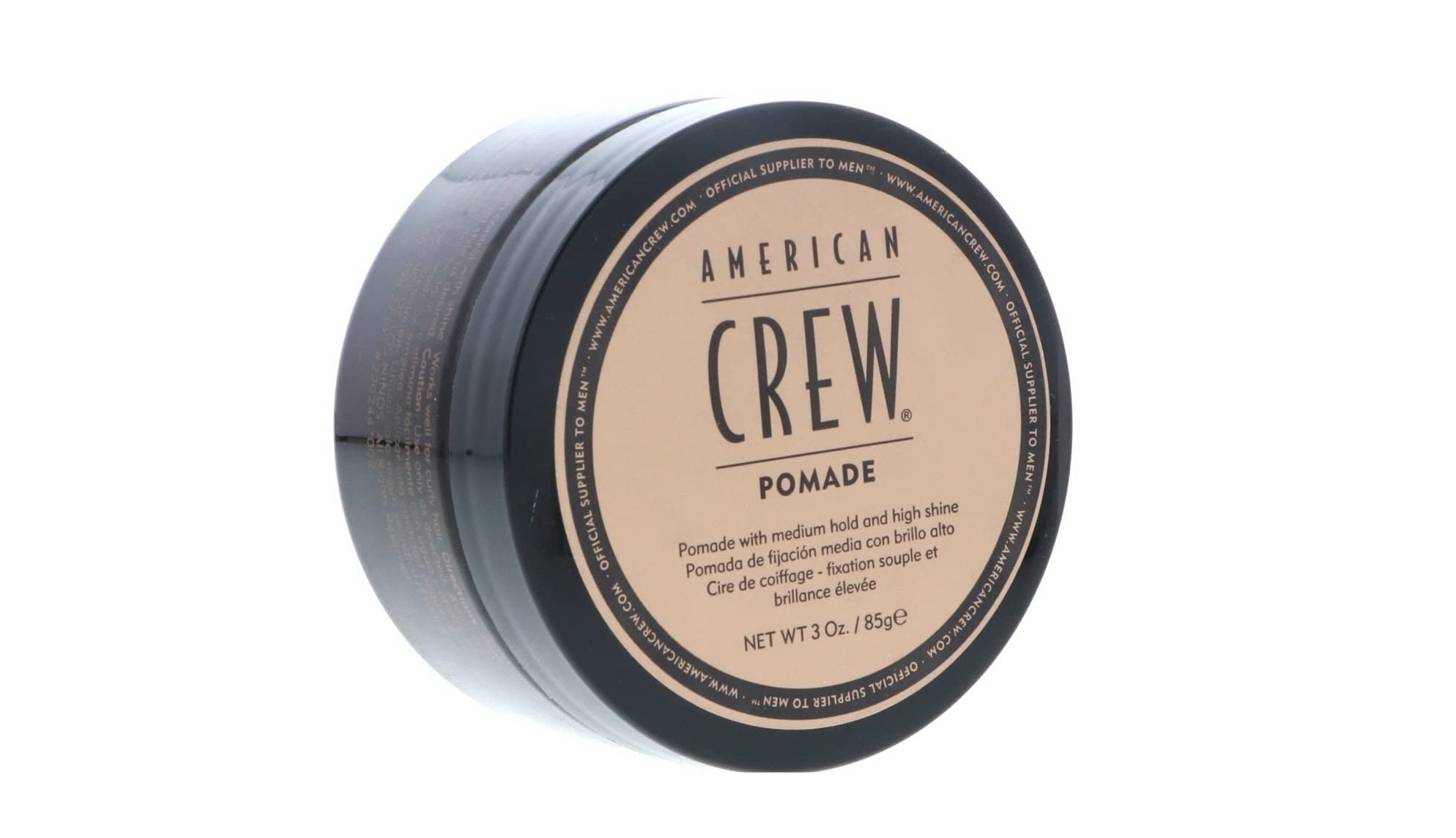 American Crew pomade pack-shot montrant le pack double pour un style poli.