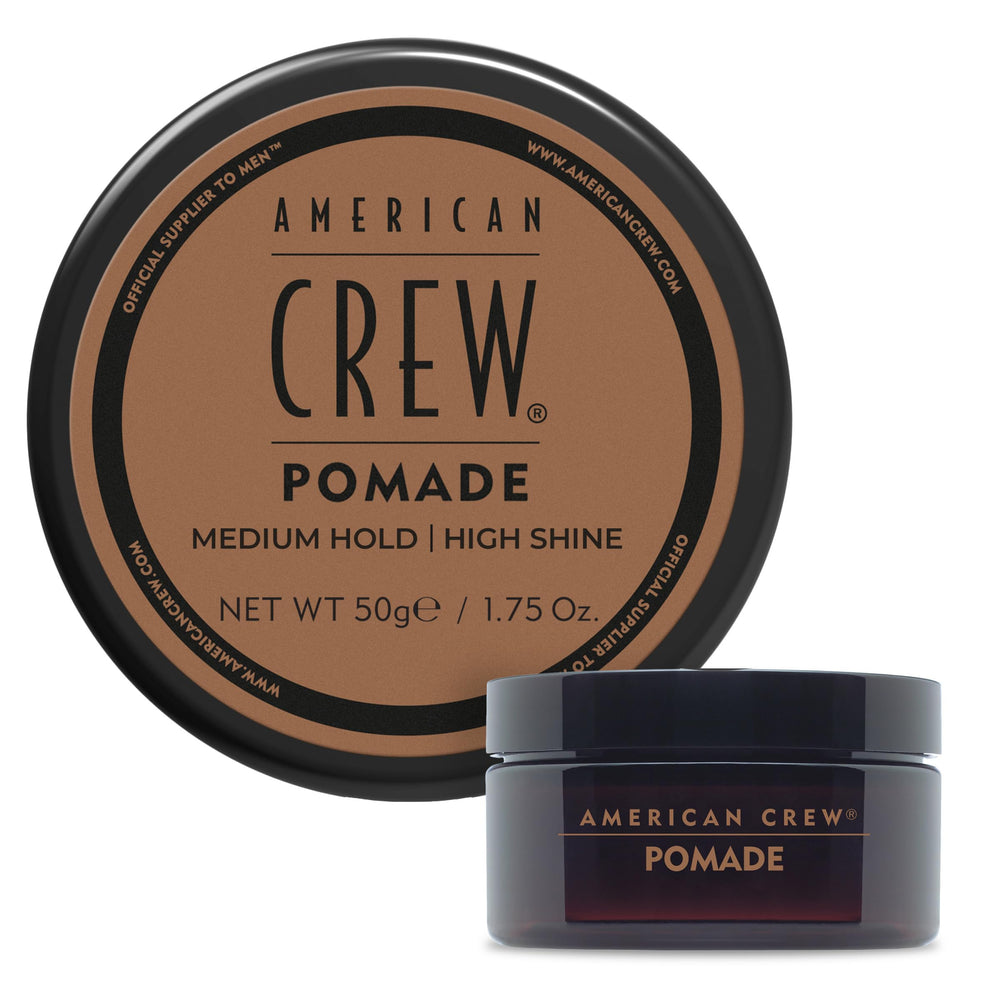 Pomade American Crew, crème coiffante à brillance élevée pour un look lisse et structuré.