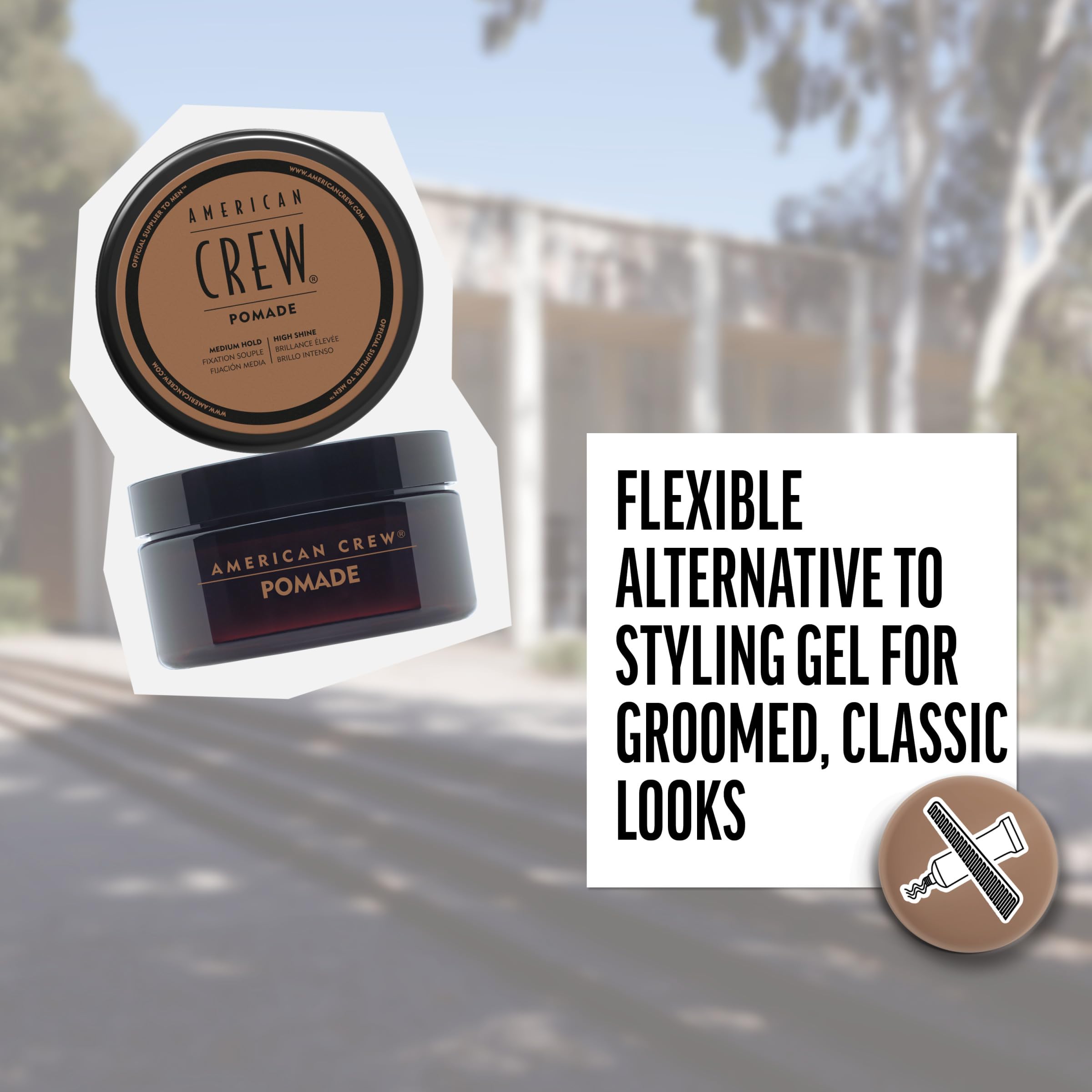 AMERICAN CREW pommade coiffante – tenue moyenne et fini brillant sur cheveux courts.