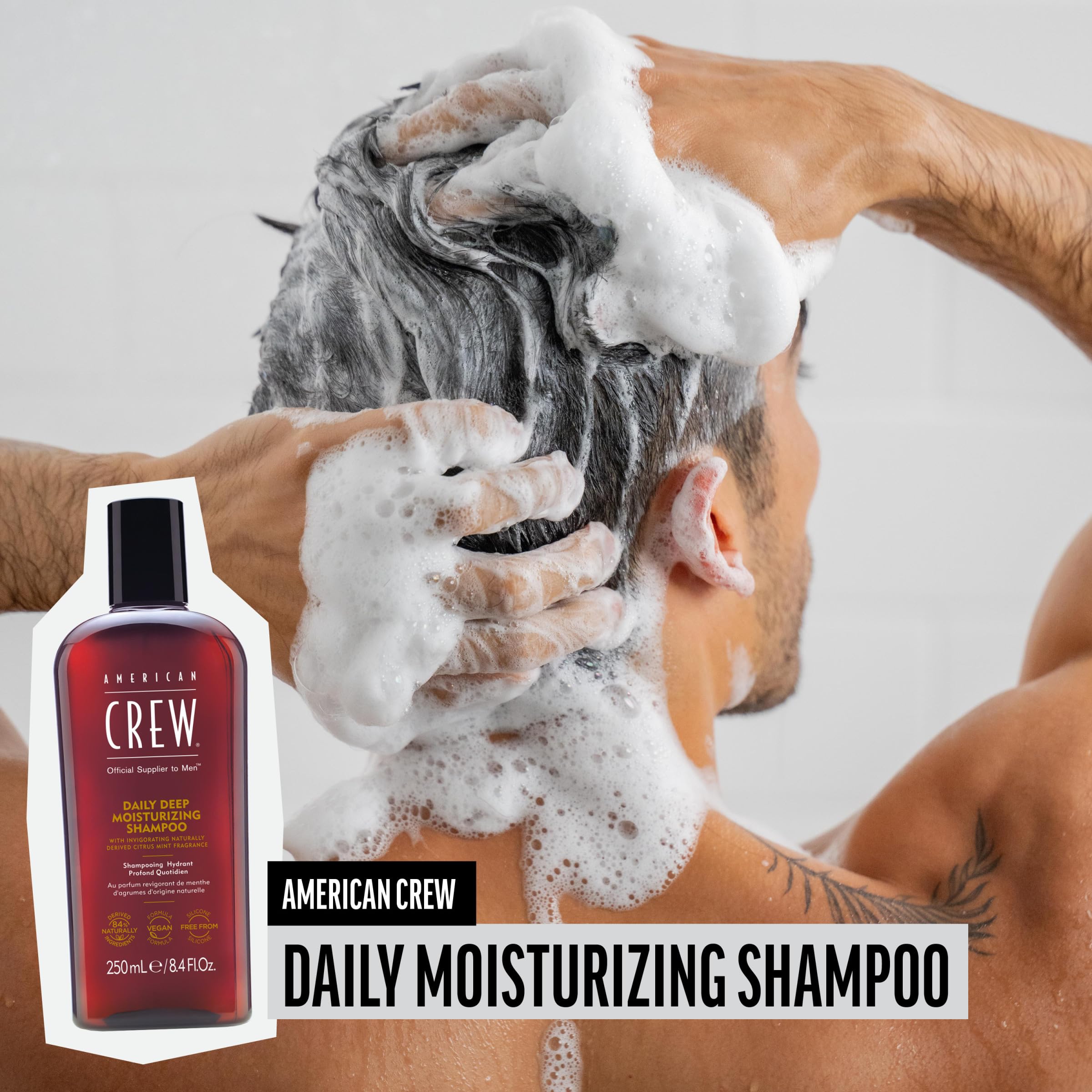 AMERICAN CREW Shampoing pour hommes — application facile sur cheveux et cuir chevelu.