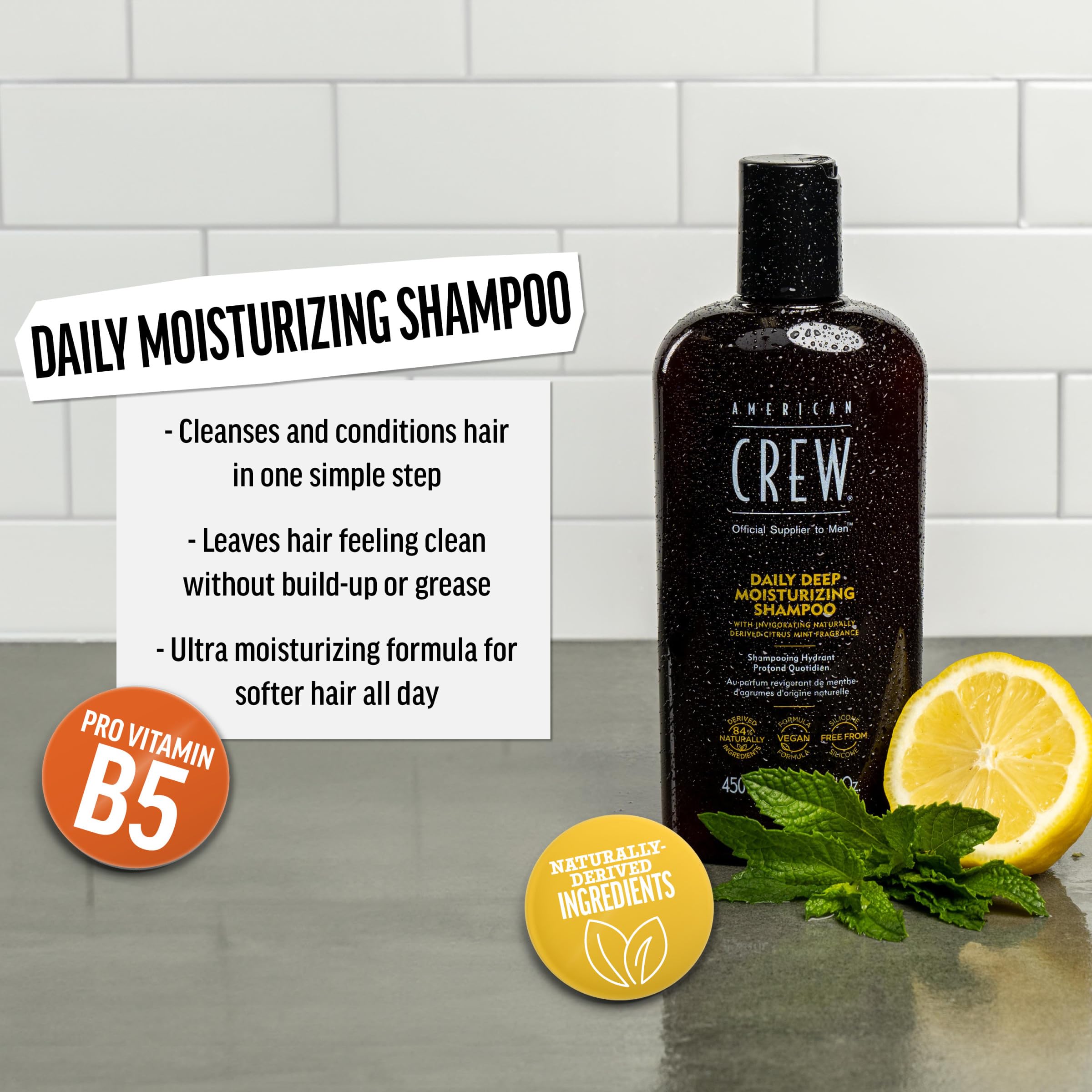 AMERICAN CREW Shampoing pour hommes — mousse lavante douce et soin profond.