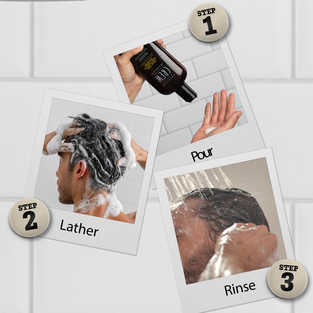 Formulation vegan sans silicone du Shampoing AMERICAN CREW pour hommes.