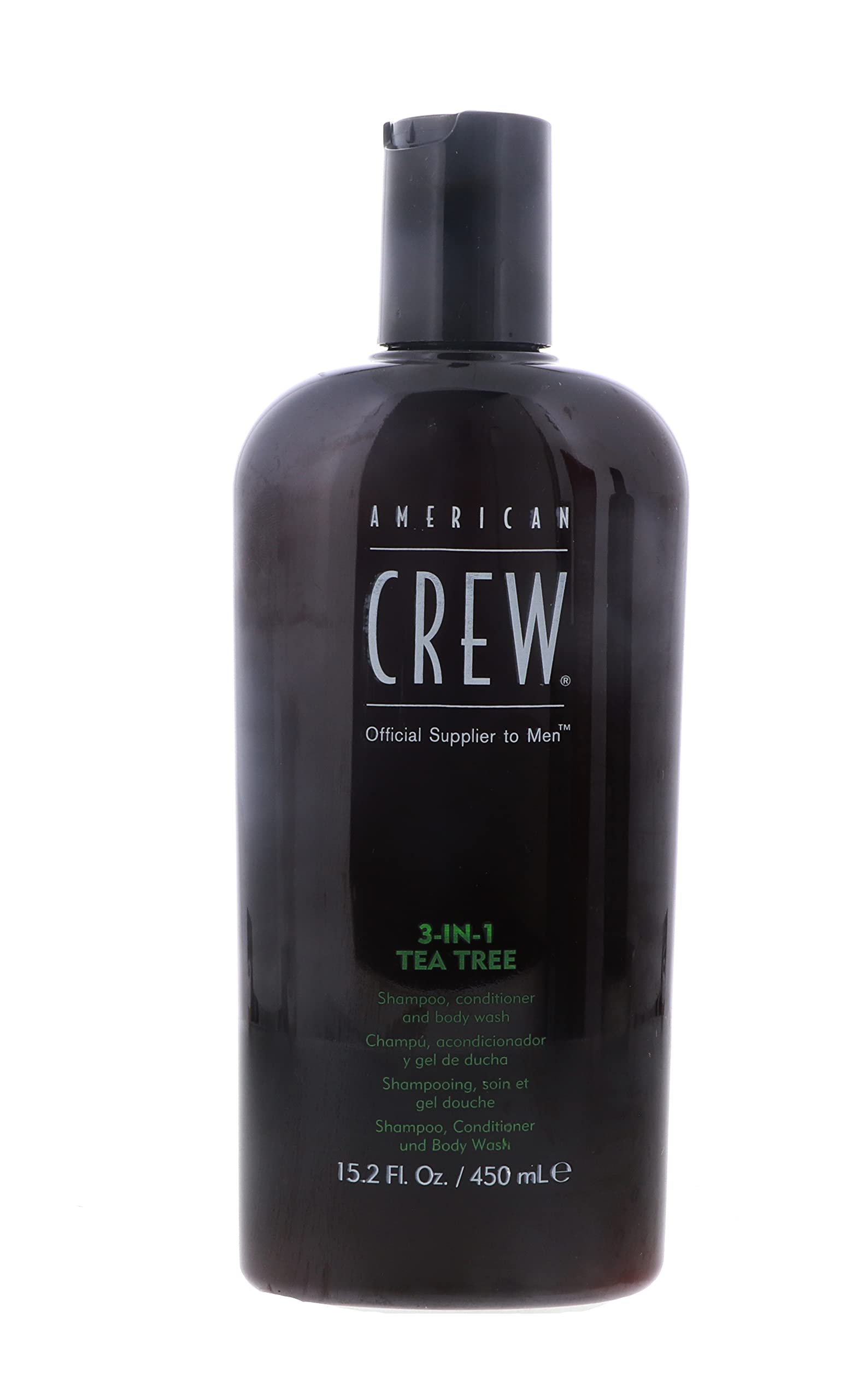 AMERICAN CREW 3-en-1, bouteille arbre-a-the, purifie et rafraîchit cheveux et peau.