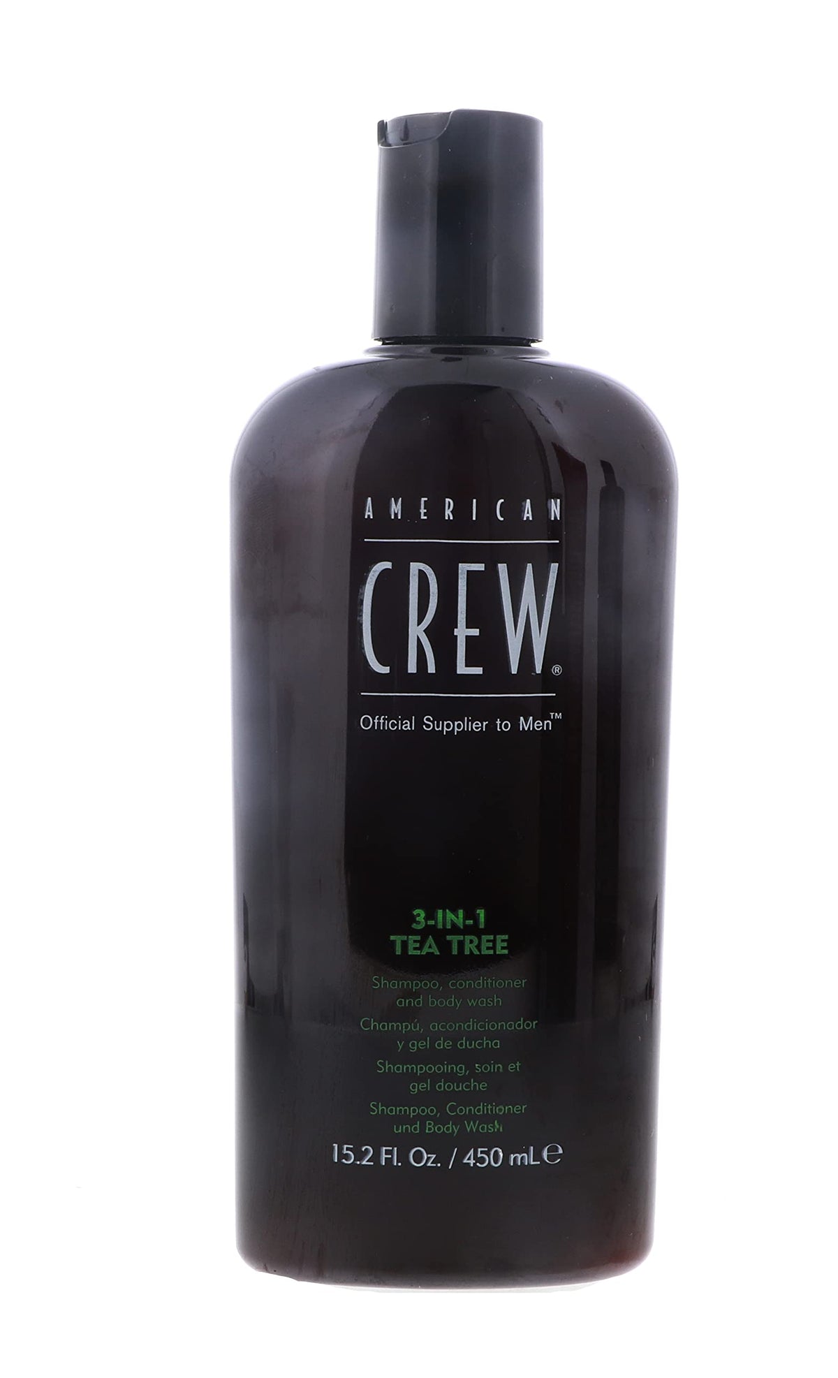 AMERICAN CREW 3-en-1, bouteille arbre-a-the, purifie et rafraîchit cheveux et peau.