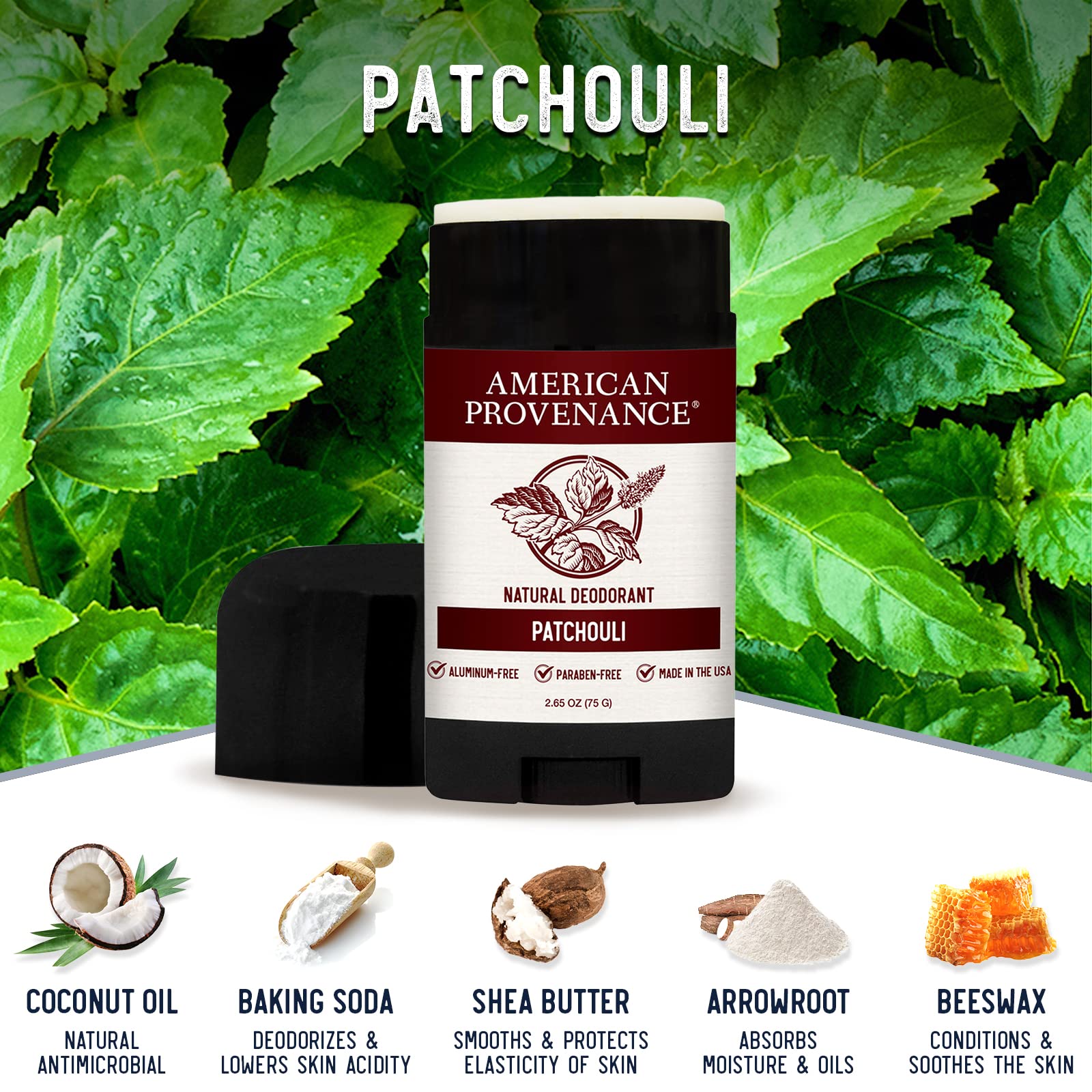 Fabriqué aux États-Unis, American Provenance Patchouli, qualité et traçabilité.