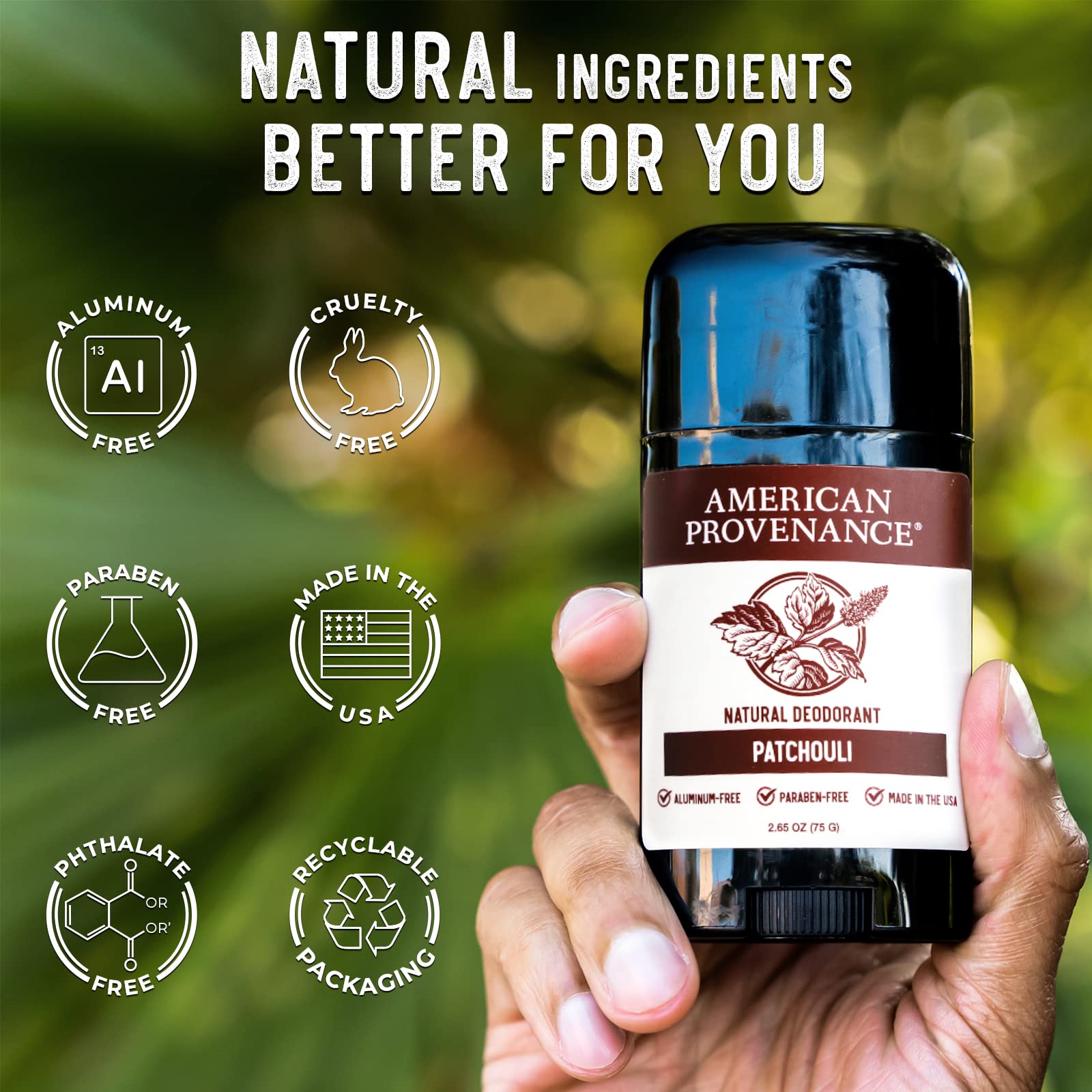Protection 24 heures, American Provenance Patchouli, fraîcheur durable.