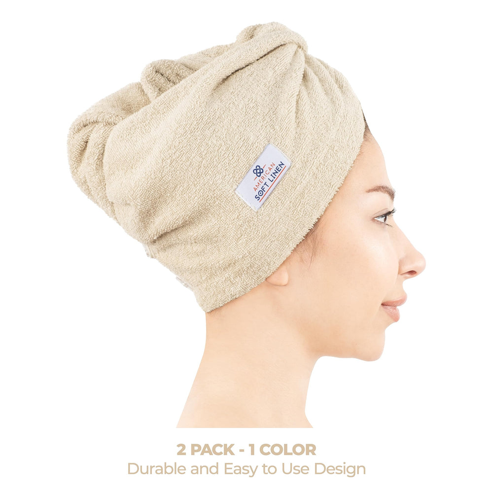 American Soft Linen turban cheveux coton, maintient les boucles en douceur pour sécher.