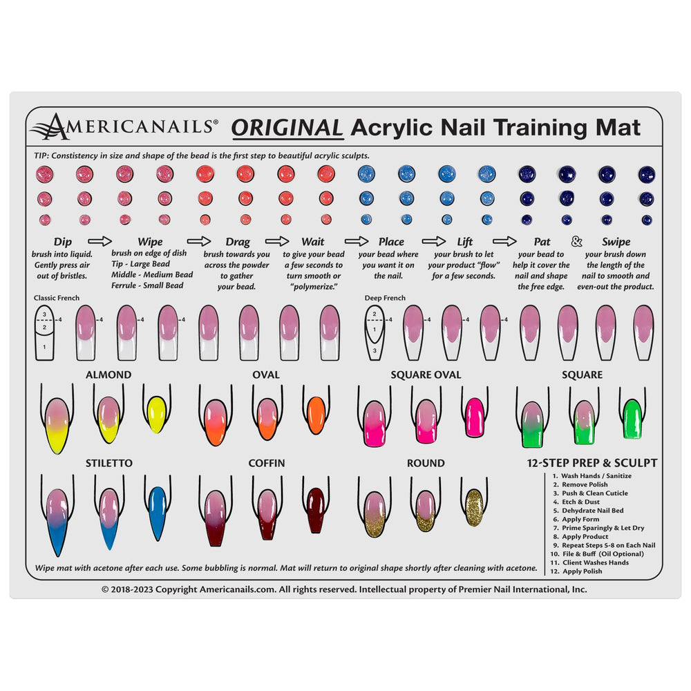 AMERICANAILS Tapis de formation en silicone pour apprendre l'application des ongles.