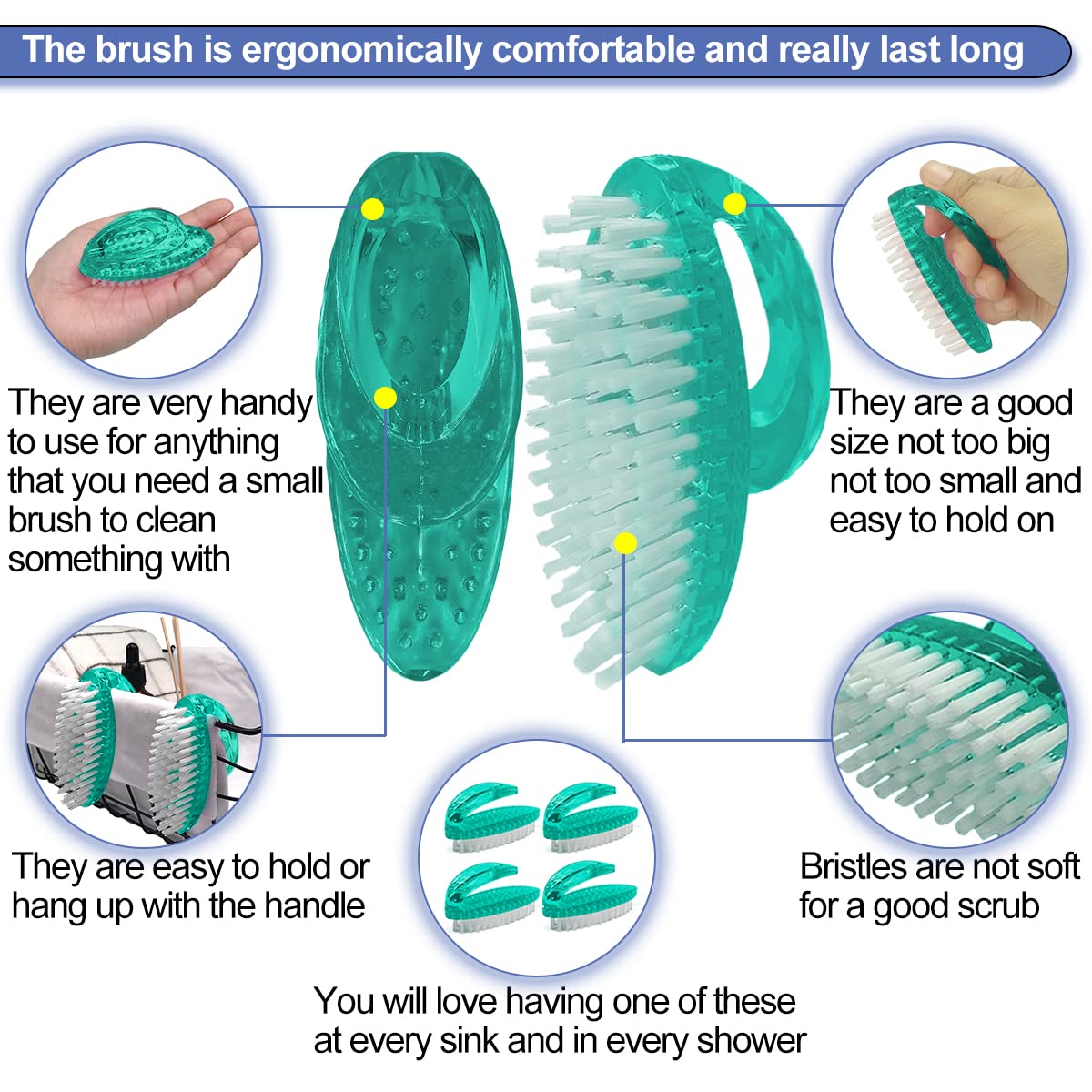 AMERWASH PLUS petite brosse à ongles compacte pour espaces restreints.