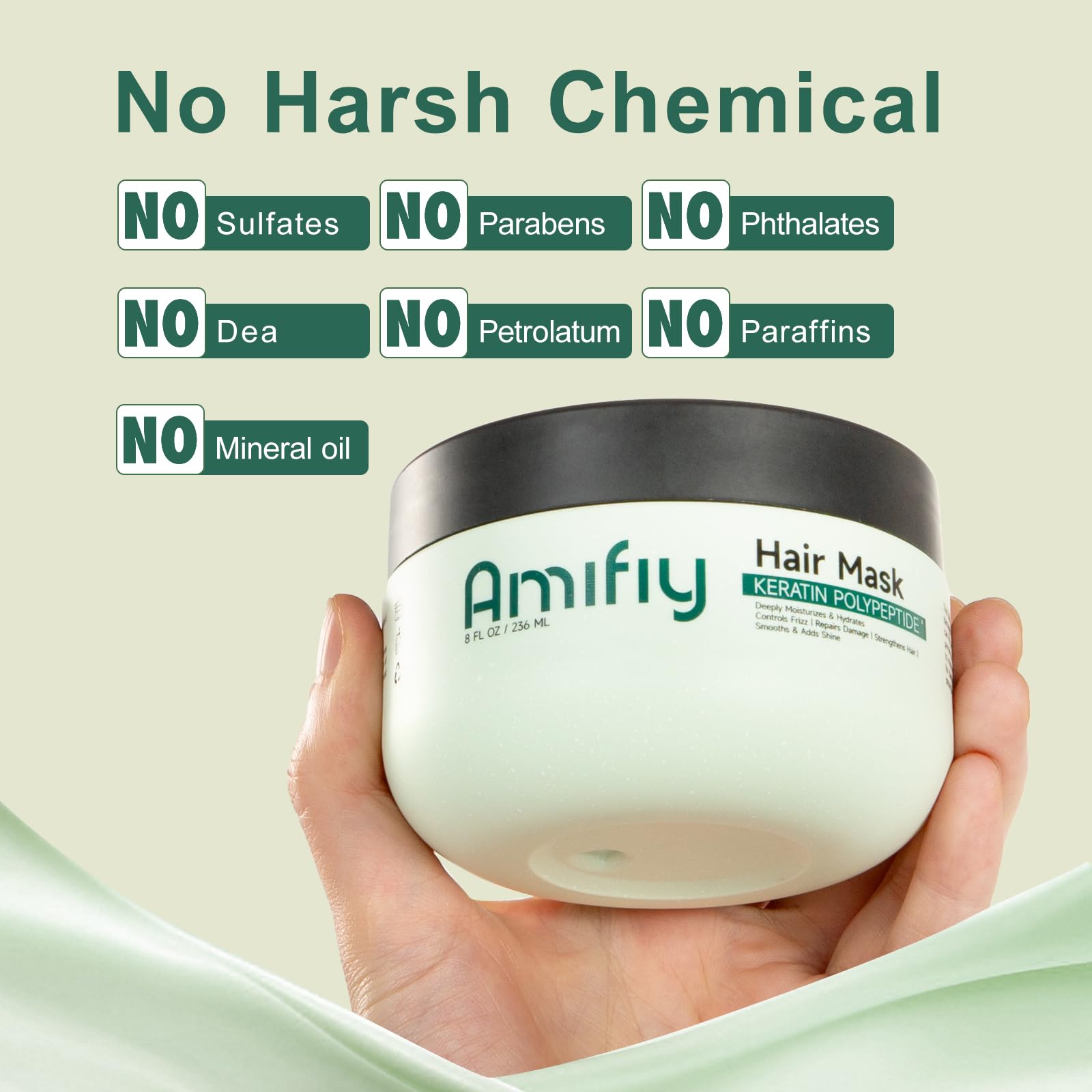 Masque Kératine Amifiy - idéal pour cheveux colorés et sensibles.