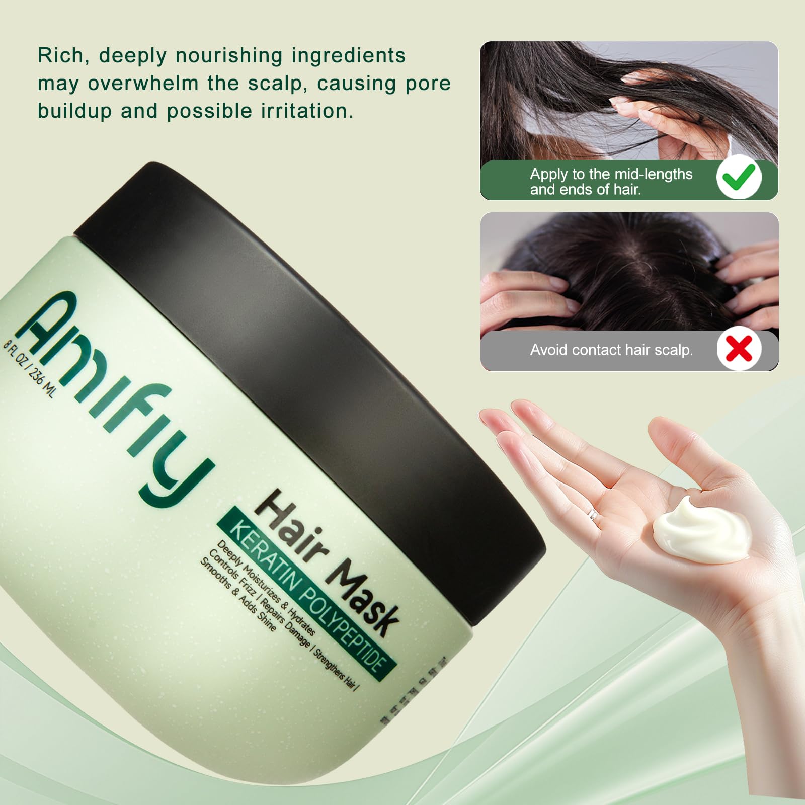 Masque Kératine Amifiy - formule sans sulfates et sans parabènes.