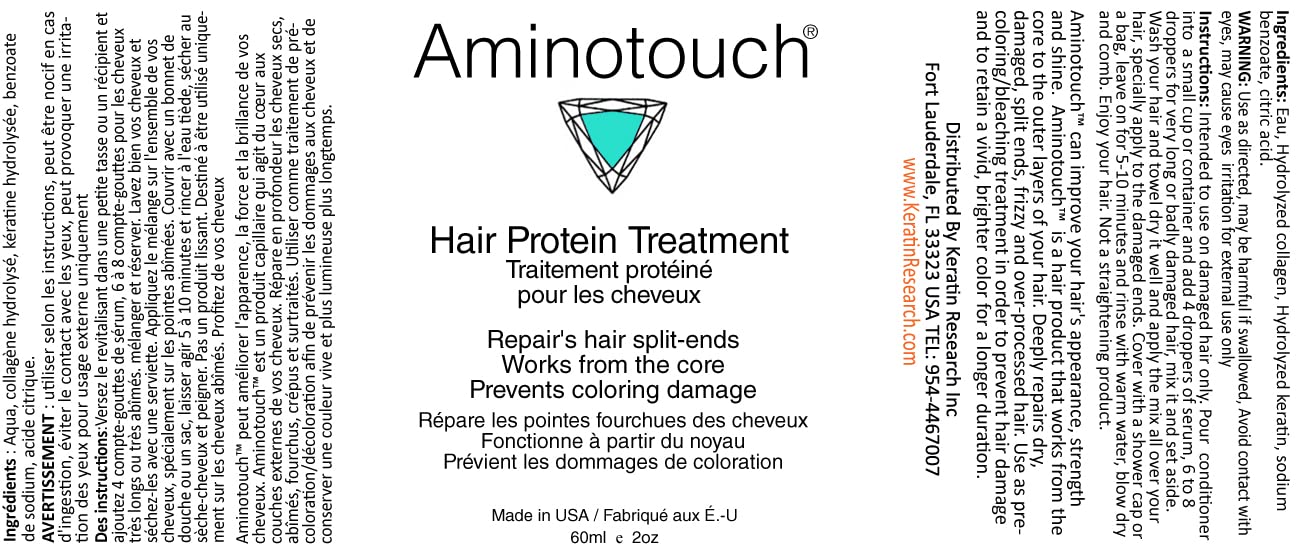 Aminotouch sérum appliqué sur cheveux, démarrage d'un soin nourrissant.