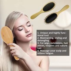 Amirce brosse pour perruques à dents acier, manche bois, meilleure gestion des nœuds